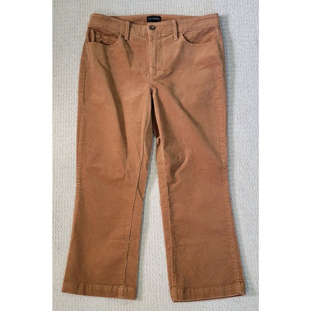 Talbots Slimming Corduroy Pants Womens Brown Size 8 Petite NEW